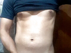 Gym student couldn't stand it horny and had to masturbate in the gym bathroom and almost got caught