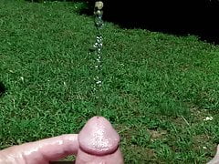 fat cock warm summer rain outside pee