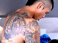 Fit dude rips tiny dude wide open