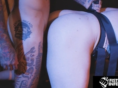 Slave Tramp Encaged & Rode By Tattooed Otter - Davin Intense, Ryan Sebastian - FistingInferno
