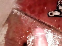 I masturbate in the shower pulling my hot fat cock