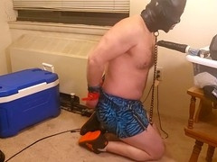 Gay gagging on cock, fat ass fucked, bdsm bondage