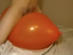 Big inflatable orange balloon humping cum 5