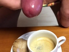 Morning spunk , adding milk to the coffee. Sugary-Sweet !! Spunk in breakfast and taste it