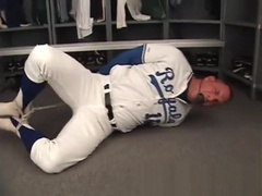 1st base coach hogtied and ballgagged