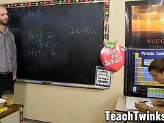 Buff teacher seduces a cute student and fucks his ass