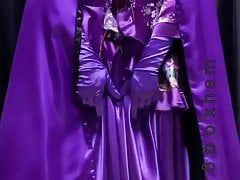 masturbation with satin kimono-costume