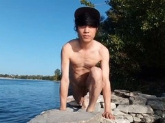 Slim-twink, beach, nude-yoga