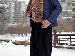 Naked in Beijing snow