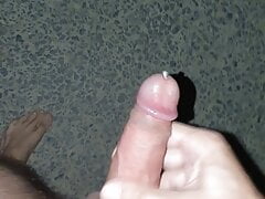 Midnight jerking completely naked outdoor near the road