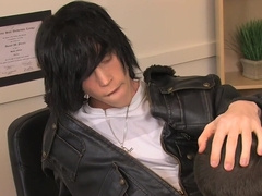 Emo dude is having fun with a short-haired teen pervert