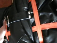 Stratiacketed slave is restrained to a wheelchair