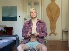 Twink crossdresser takes raw big twink cock in wild blowjob action