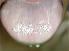 Horny long tongued slut JOI Please cum in my mouth, six pack fitness, close-up