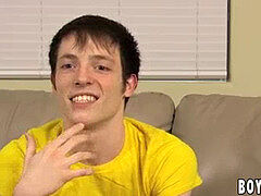 Flexible twink jerks off his ample manhood really rock hard
