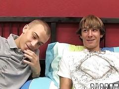 Cute twink sucked off before riding a big hard cock