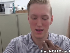 Lovely cracker gets his rosy booty dicked by big ebony man meat