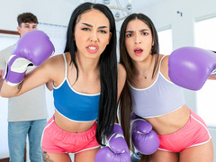 Bisex latin boxing teens share stepbros big cock in a 3some