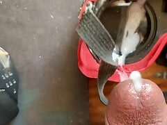 Nice nasty cum in goggles.