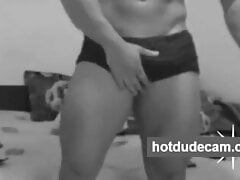 Stud with big cock flexing his muscle