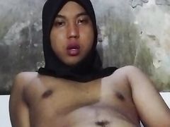 Horny femboy hijab play with her cock Anad anal