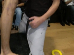 Hot boys take turns blowing a lucky guy's big, hard cock