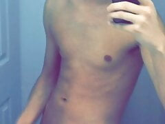 Skinny Twink wanking in the Bathroom
