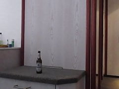 Horny slut exposed with bottle