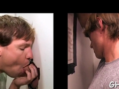 Perfect gloryhole gay blowjob