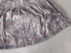 sweeping floor with red tartan skirt 2