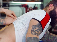 Twink plays erotic with the hairy mechanic in serious gay kinks