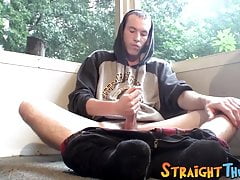 Solo masturbation and cumming with young straight cigar smok