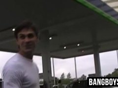 Twink gets hard fuck in a dirty gas station toilet for cash