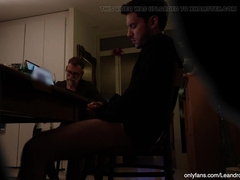 Dude masturbating off at the dinner table