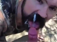 Bearded Daddy Gives Facial in the Woods
