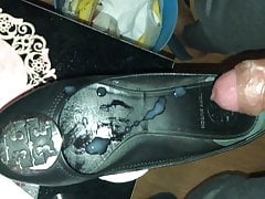 Fuck and cum black Tory Burch flat shoes
