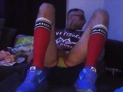 Kinky BottomBoy hard double-penetration his Asshole with 2 big Dildos and 1 huge Monsterdildo