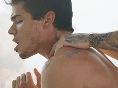 Dominant man with lots of tattos is screwing a tigh bum