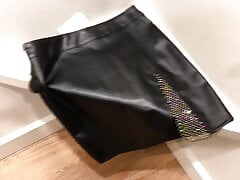 Christmas Shopping ends in Quickie Threesome with 2 Satin Mini Dresses and Mini Skirt inside Clothing Store Dressing Roo