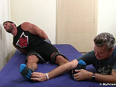 Hunk tickled mercilessly before being worshipped by kinky tickler