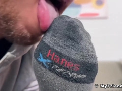 Dan Edwards Worships Jaxtons Wide Feet Through Black Ankle Socks