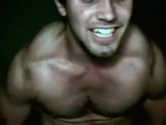 Muscular latin guy shows off on camera