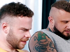 Heteroflexible hunk with a tattooed body fucking his buddy