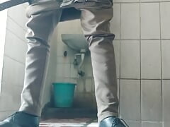 Guy Wanking His Huge Cock in the Bathroom