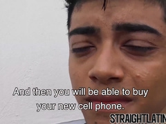 Straight Latino paid to ride big cock bareback and eat jizz