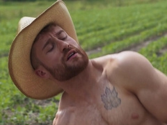 Muscular country male gets his dose of pleasure by riding a big dick in outdoor