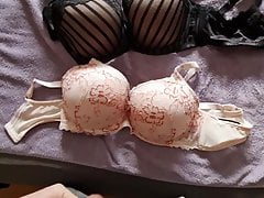 Cumshot on my wifes bra 90D