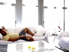 Porn video of two men thrusting cocks into bottoms