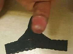Cum on black thong