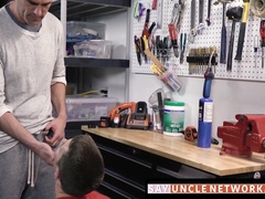 SayUncleNetwork.com - Dad's workshop becomes a moist humping playground for son's elation